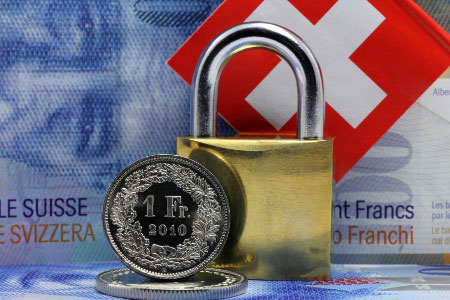 Swiss Franc and padlock